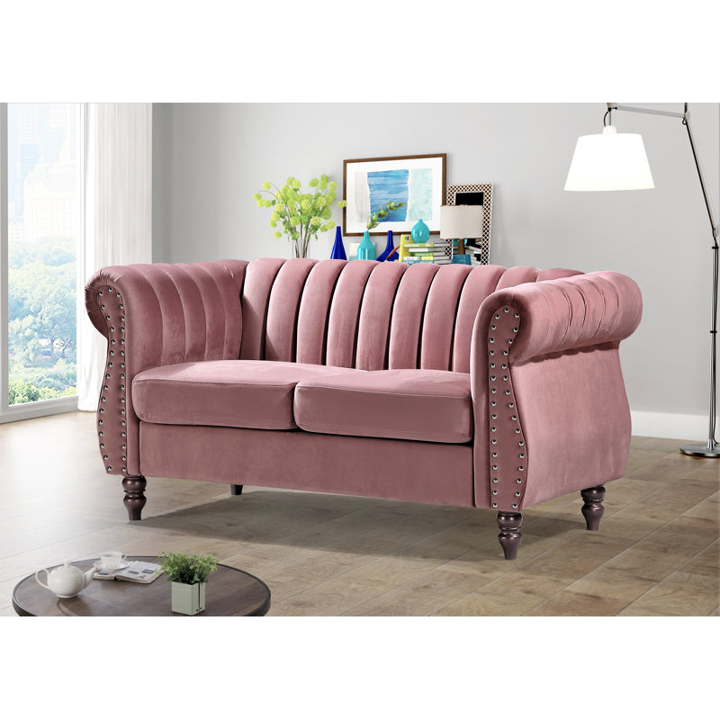 Capri 59.1'' Velvet Loveseat, Rose Velvet