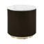 Table de bout ronde en bois cannelé espresso avec plateau en marbre blanc