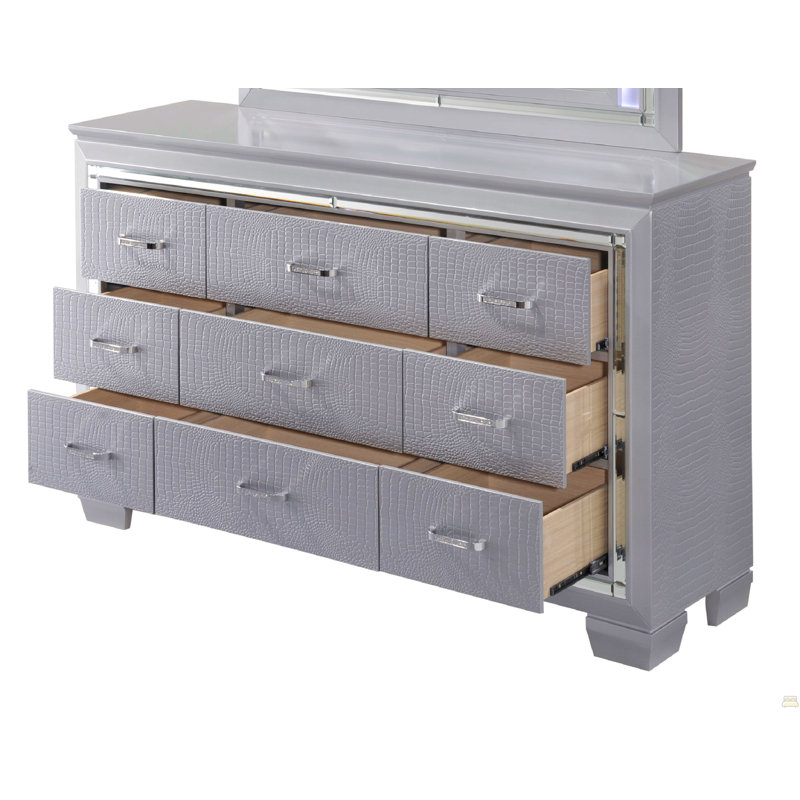 Commode miroir à neuf tiroirs 1 quincaillerie en cristal