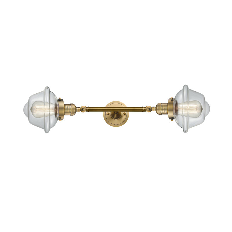 Gebhart 2 - Light Dimmable Vanity Light, 60 Watt Vintage Incandescent Bulb, Clear, Brushed Brass