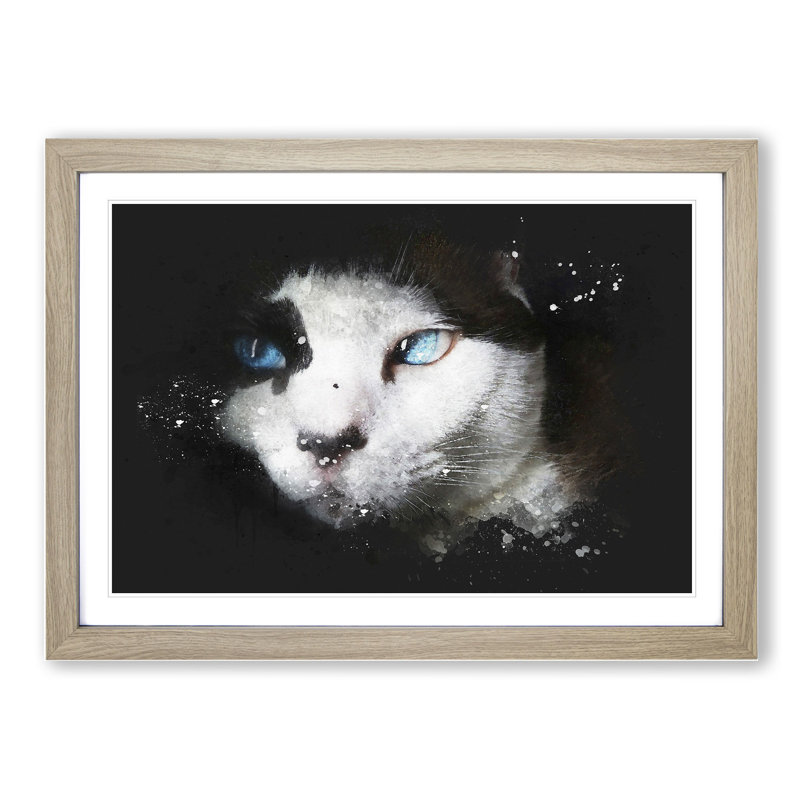 Portrait of a Cat Vol.10 - Picture Frame Graphic Art, 27cm H x 36cm W x 2cm D, Oak Framed