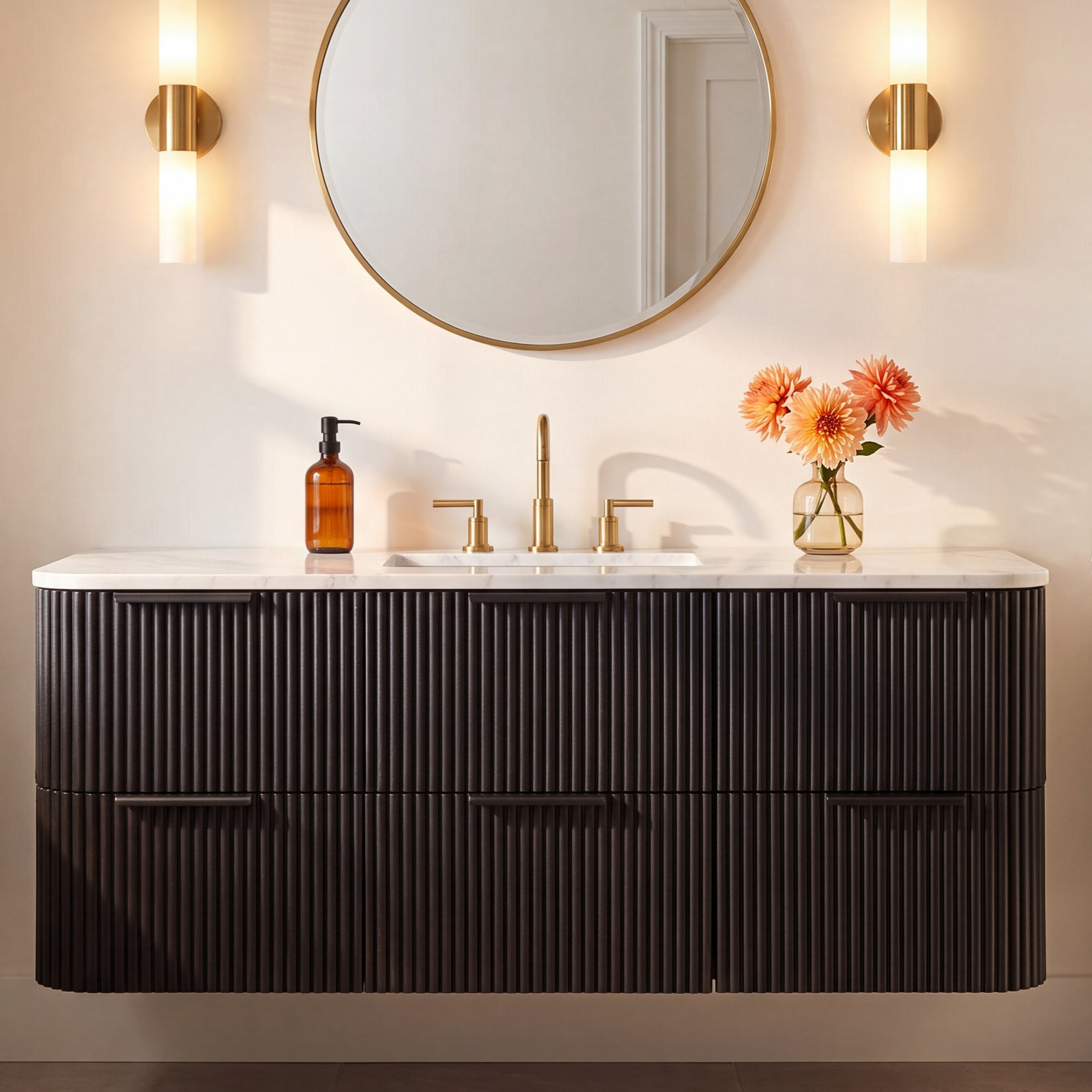 Nova 48" Carrara Marble Single Bathroom Vanity, Black