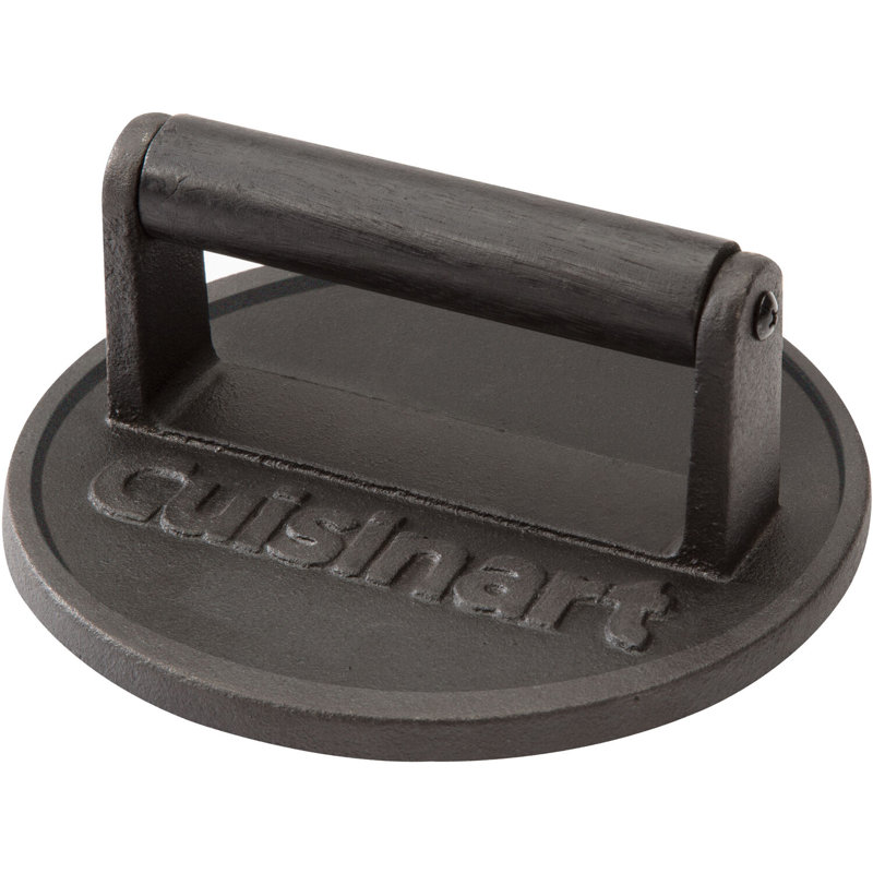 Heavy-Duty Black Cast Iron Non-Stick Burger Press