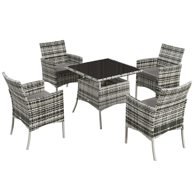 4 - Person Patio Dining Set with Square Table , Cushions Included
