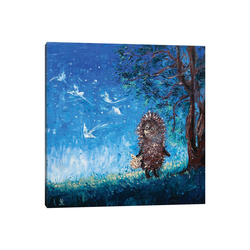 Hedgehog in the Fog 1 Piece Painting on Canvas, 30.48 cm H x 30.48 cm W, Wrapped Canvas