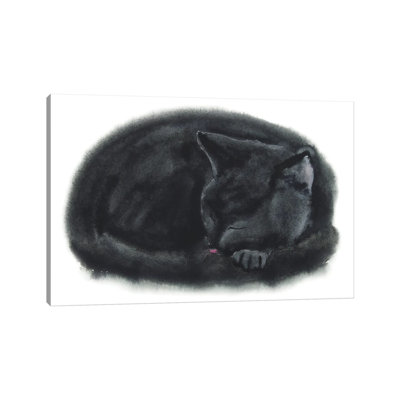 Sleeping Black Kitten by Alexey Dmitrievich Shmyrov - Wrapped Canvas Gallery-Wrapped Canvas Giclée