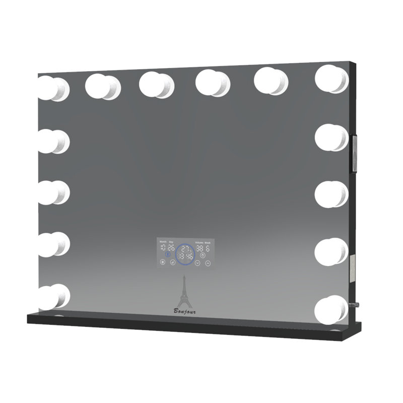 Miroir de maquillage lumineux biseauté, 33,5 po x 43,5 po, Blanc