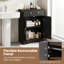 Armoire de rangement pour salle de bain, buffet Buffet avec 2 portes et tiroir noir + doré-129961296