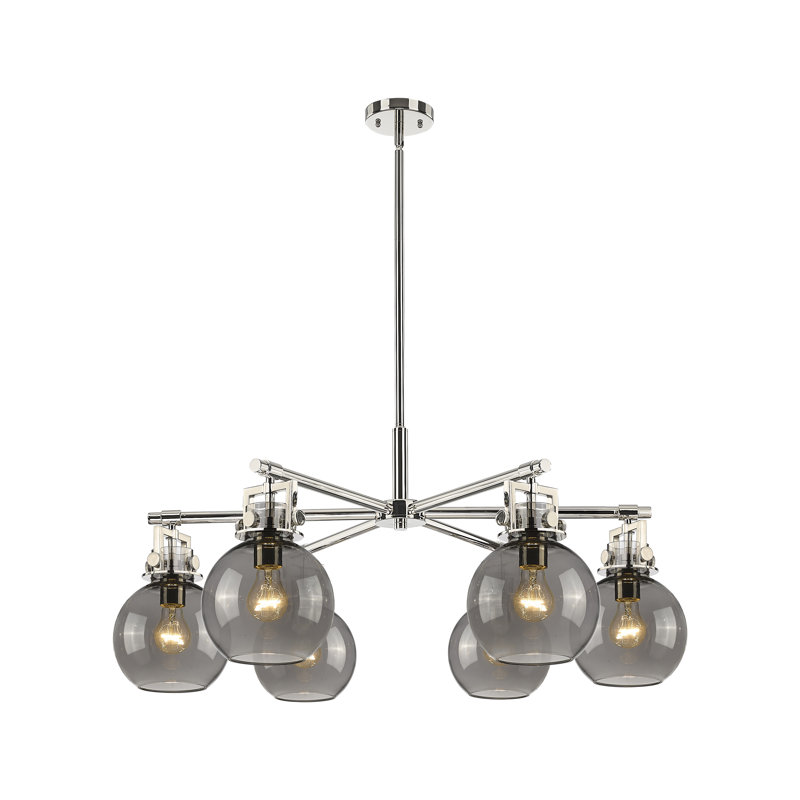 Lustre suspendu 6 lumières Gainsborough, Clair, Nickel poli