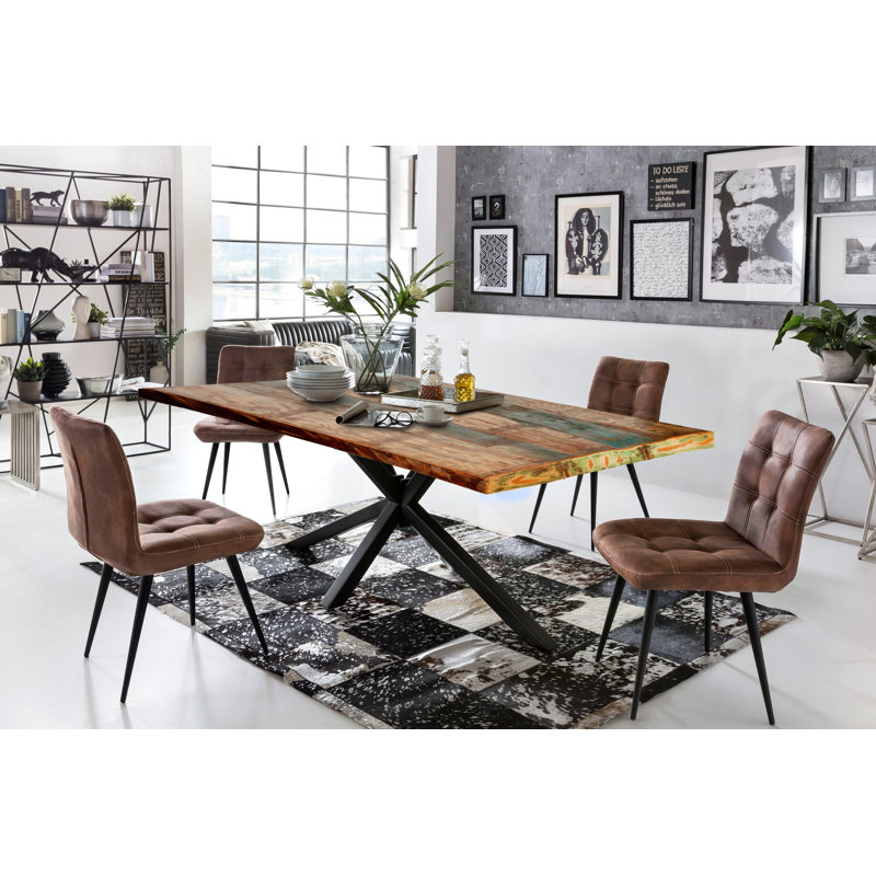 Aramis Rectangular Wood Top Dining Table with Steel Base, H76 x L160 x W85cm, Black
