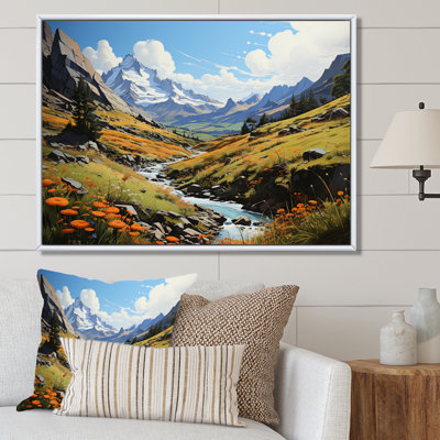 «Binnie Green Mountains Summer Peaks Pastoral V», reproduction d'art sur toile