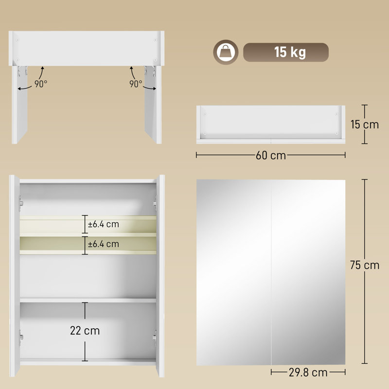 Classen 600 x 750mm Surface Mount Flat Mirror Cabinet