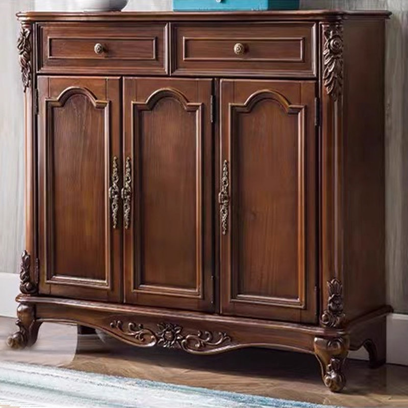 Banc de rangement pour chaussures en bois massif noyer foncé