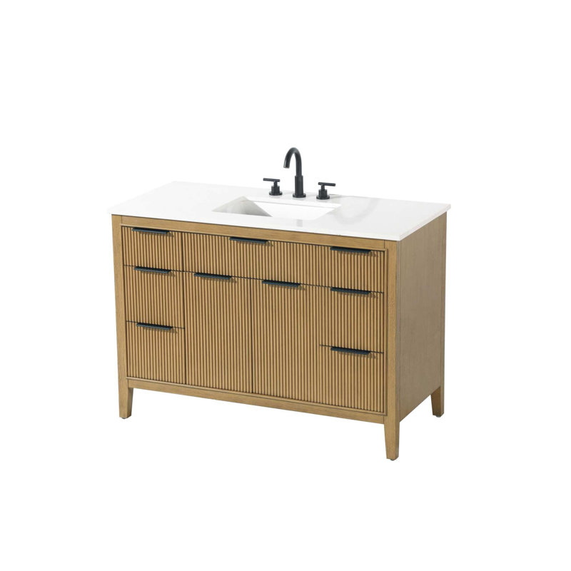 Meuble-lavabo simple 48 po en teck miel, Miel et teck, 48"