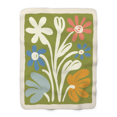 Symphonie Vivid Bloom - couverture en sherpa de qualité supérieure 1 pièce - reproduction d'art luxueuse