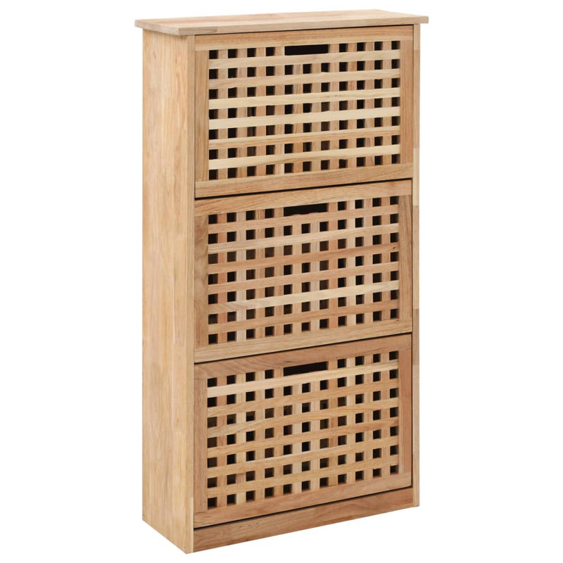 9 Pair Solid Wood Flip Down Shoe Storage