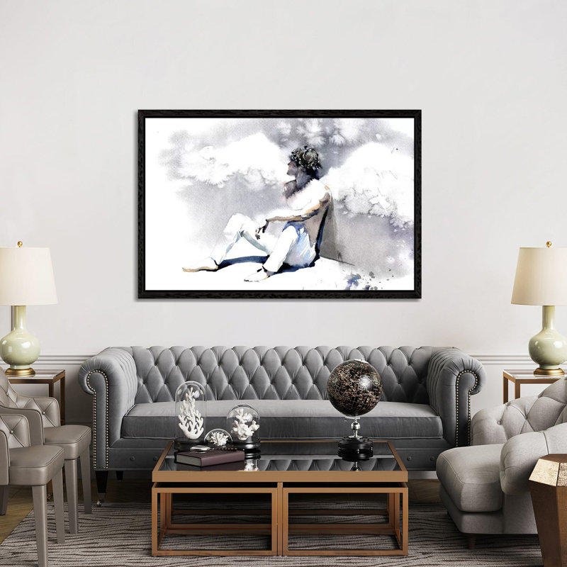Personal Angel 1 Piece Painting on Canvas, 101.6cm H x 152.4cm W x 3.81cm D, Black Framed