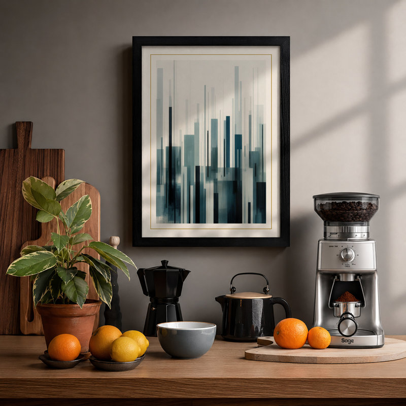 Misty Urban Towers Scandinavian - Print, A2 - 59.4 x 42.0 cm, Black