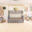 Lit superposé simple au dessus d'un lit double avec tiroirs et lit gigogne simple-1219091753