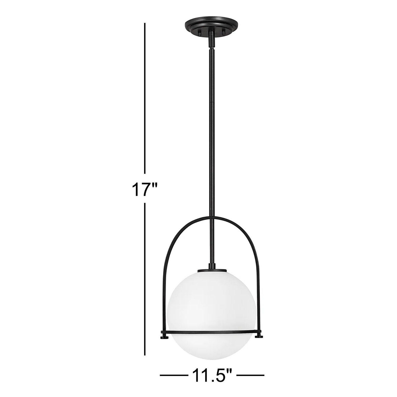 Arie Dimmable Single Light Pendant, Black, 17" H x 11.5" W x 11.5" D