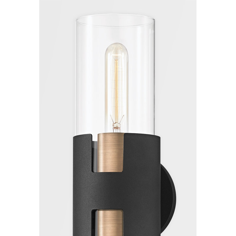 Amado 2 Light Wall Sconce, Patina Brass/Texture Black