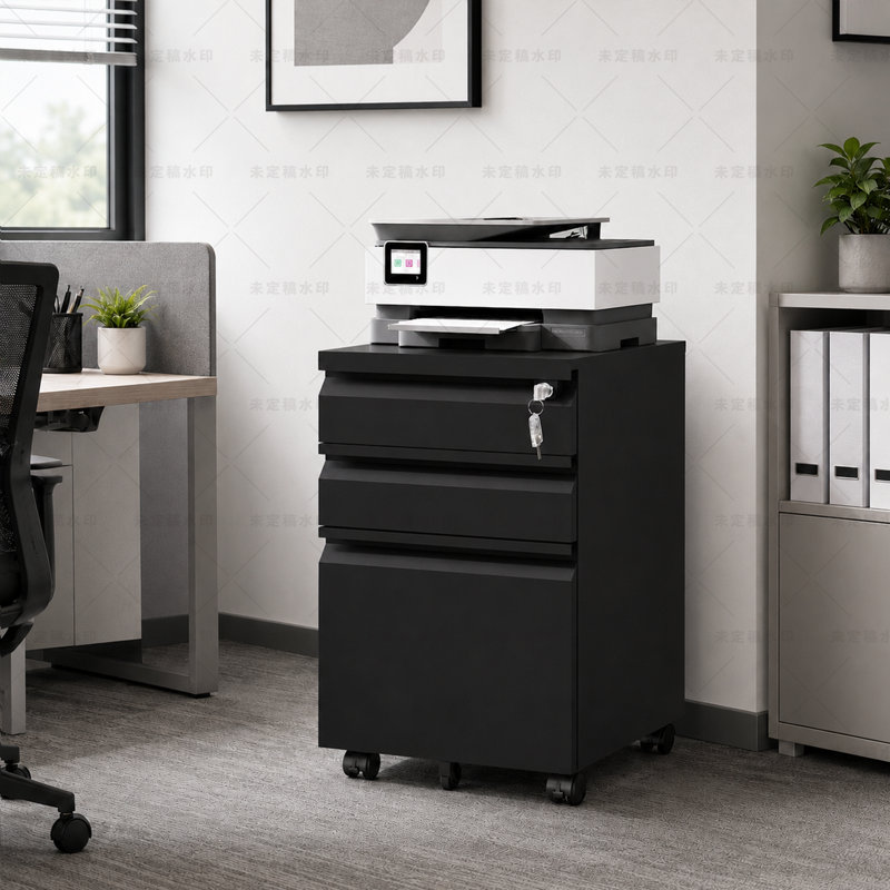 3-Drawer Metal Vertical Filing Cabinet - Sturdy Steel Storage for Home Office, Printer Stand, A4/Letter Size, Black