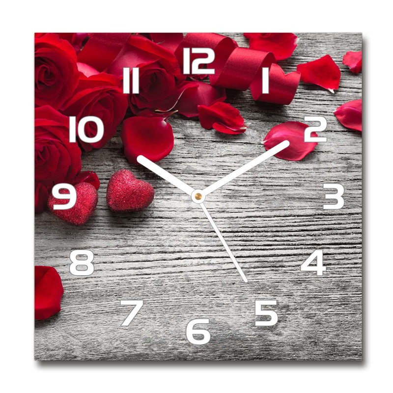 Idwal Glass Wall Clock, White/Red/Grey