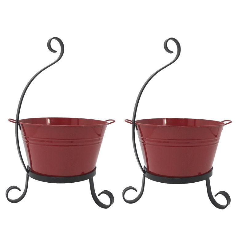 Pot à fleurs 2 pièces Waukesha, Rouge, 2