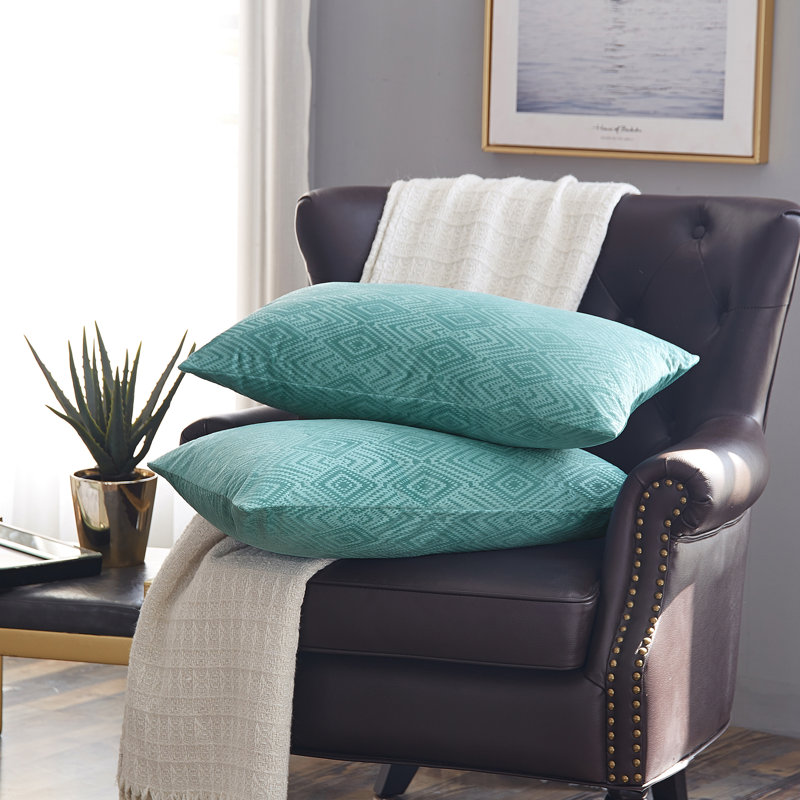 Ikat Velvet Rectangular Pillow Cover, North Sea