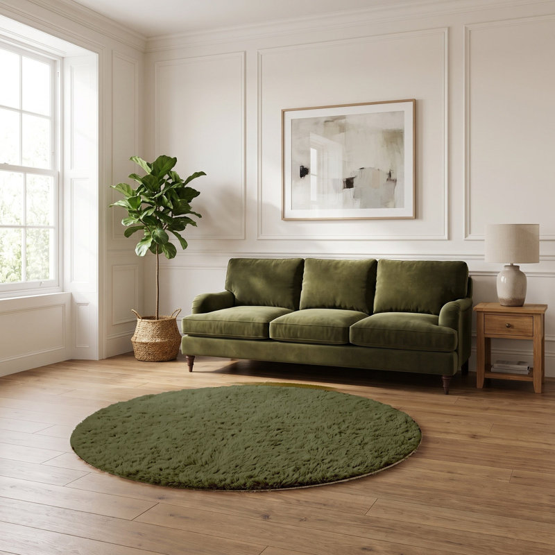 Lush Shaggy Collection Shaggy Area Rug, 80X80 cm Round