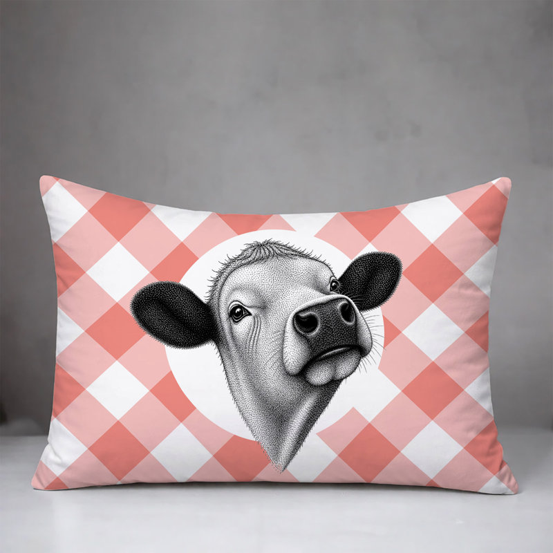 Coussin réversible intérieur / extérieur Cow, 20 po x 14 po, Pêche