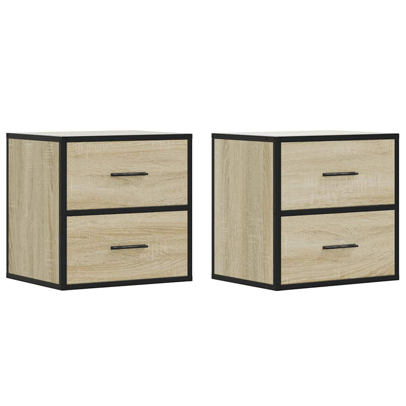 40cm W Metal Bedside Table, Sonoma Oak