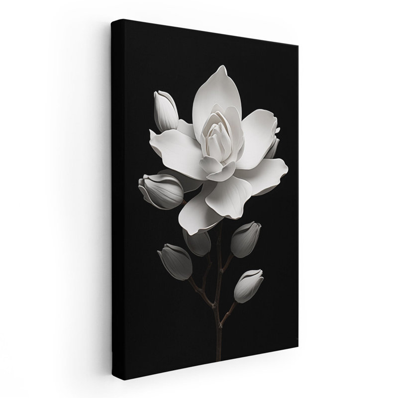 " Magnolia Serenity In Monochrome ", Unframed Paper, 12" H x 8" W x 0.02" D