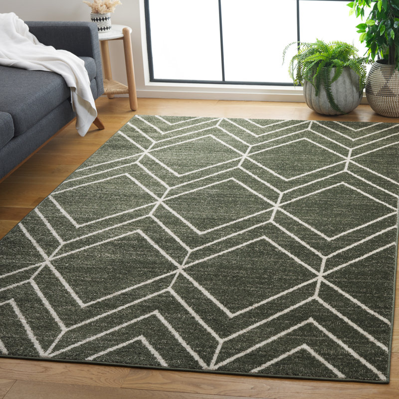 Tapis à motif géométrique Kawanda, Tapis de couloir 2 pi 6 po x 12 po
