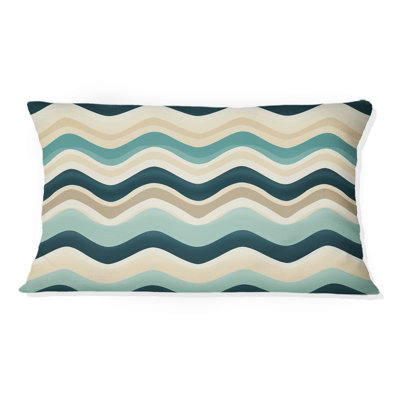 Beige et bleu côtier Chevron Serenity - Coussin décoratif abstrait Coral Reef multicolore azur - Coussin décoratif