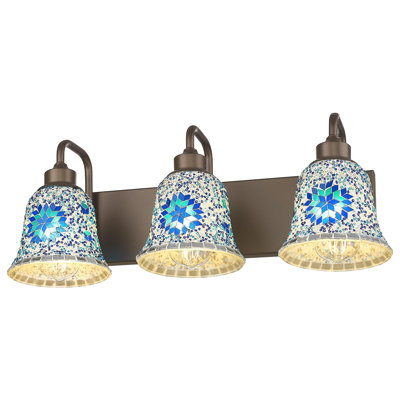 3-Light Blue Mosaic Glass Artical Vanity Light