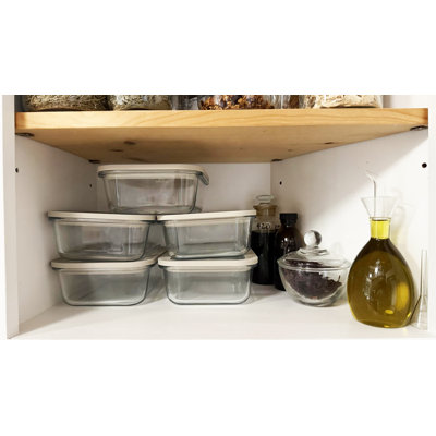 Borosilicate Glass Food Storage Container with Glass Lid, Airtight Meal Prep Container for Kitchen Countertop and Dining Table