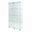 Armoires | Vitrine à vin moderne en verre trempé | Lumières DEL à changement de couleur | Roulettes verrouillables | Blanc neige | H 64,69 po | Minimaliste | Salon