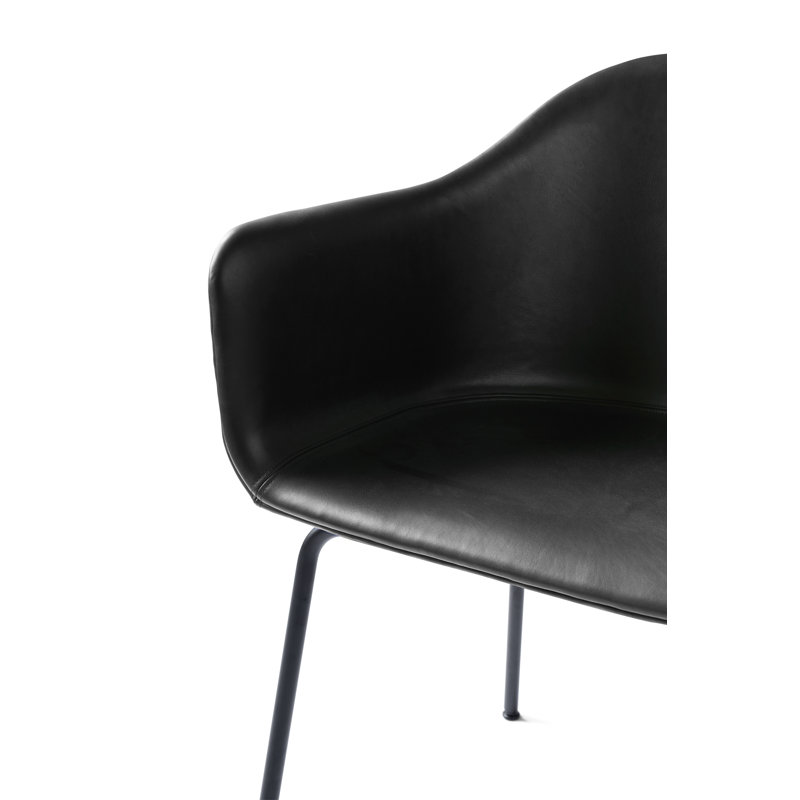 Harbour Upholstered Arm Chair, Dakar 0842 Black Genuine Leather