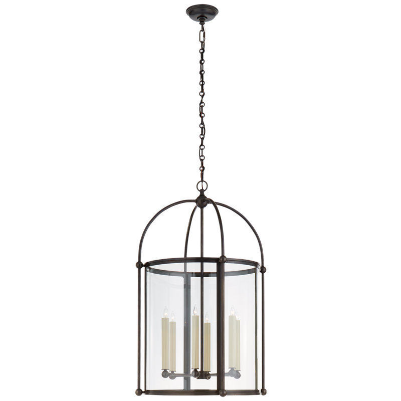 Chapman & Myers Riverside Medium Round Lantern, Bronze, 29.75" H x 19" W x 19" D