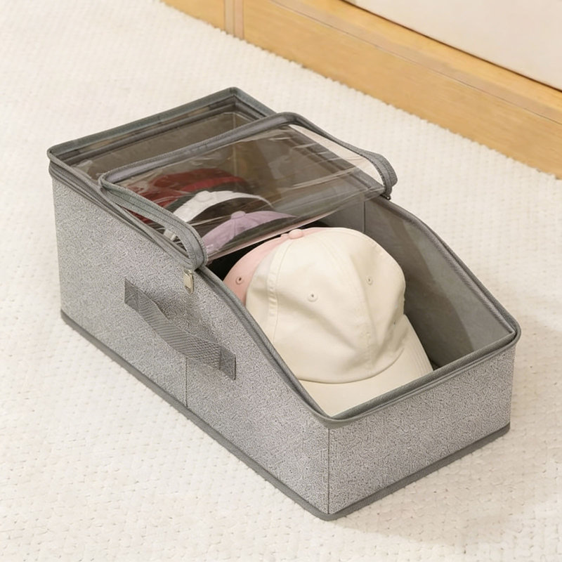 storage boxs Multi Functional Hat Storage Box With Large Capacity And Foldable Baseball Cap Storage Box Cover