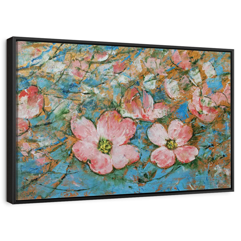 Dogwood Flowers, Floating Frame Black, 40" X 27"
