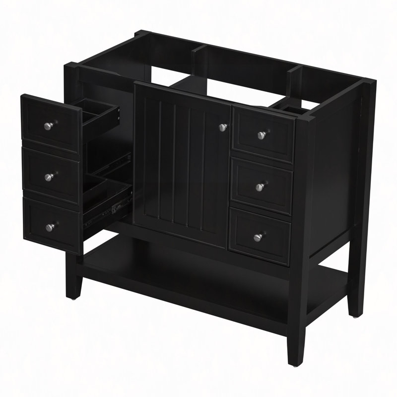 Meuble-lavabo 36 po sans lavabo, base d'armoire seulement, une armoire et trois tiroirs