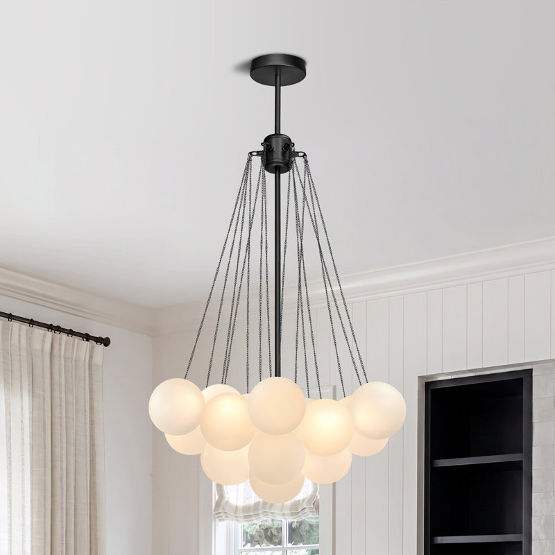 Aniston 3-Light Glass Globe Bubble Chandelier, Black, 1-Light