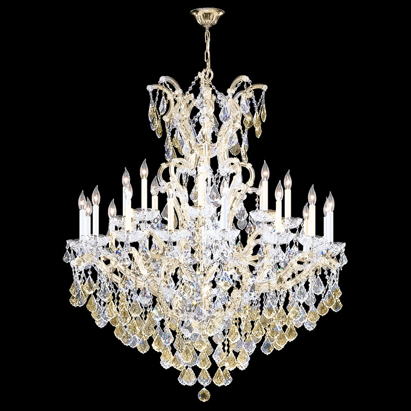 Maria Theresa Grand 25 - Light Chandelier, Golden Teak, Swarovski Strass, Gold Lustre