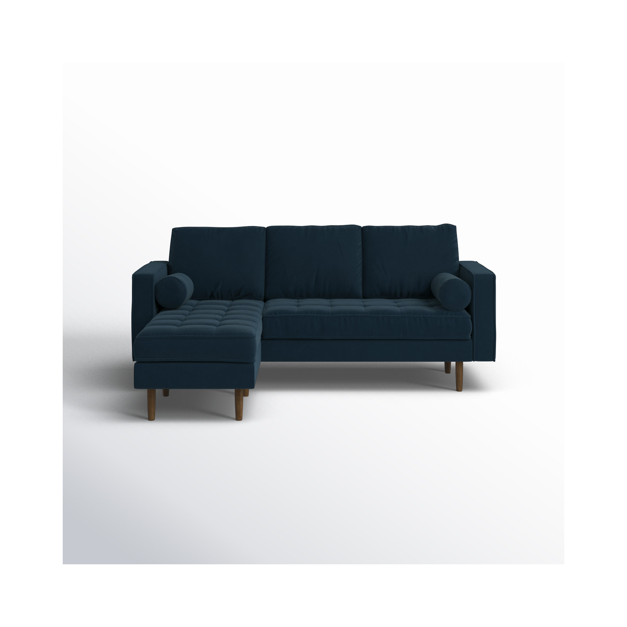 Geo 84" Wide Reversible Sofa and Chaise, Bella Ink Blue Performance Velvet