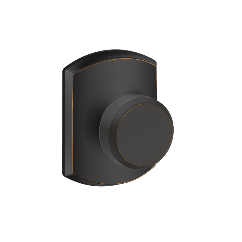 Bowery Knob with Greenwich Trim Hall and Closet Lock, Aged Bronze