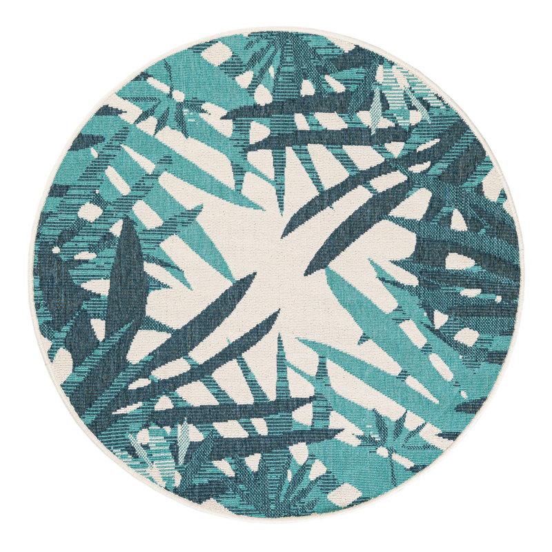 Indoor/Outdoor Botanical Area Rug, Round 4'1"