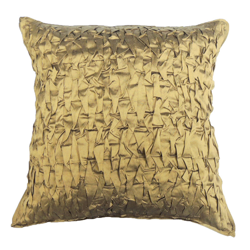 Silk Square Pillow Cover & Insert, Brushed Gold
