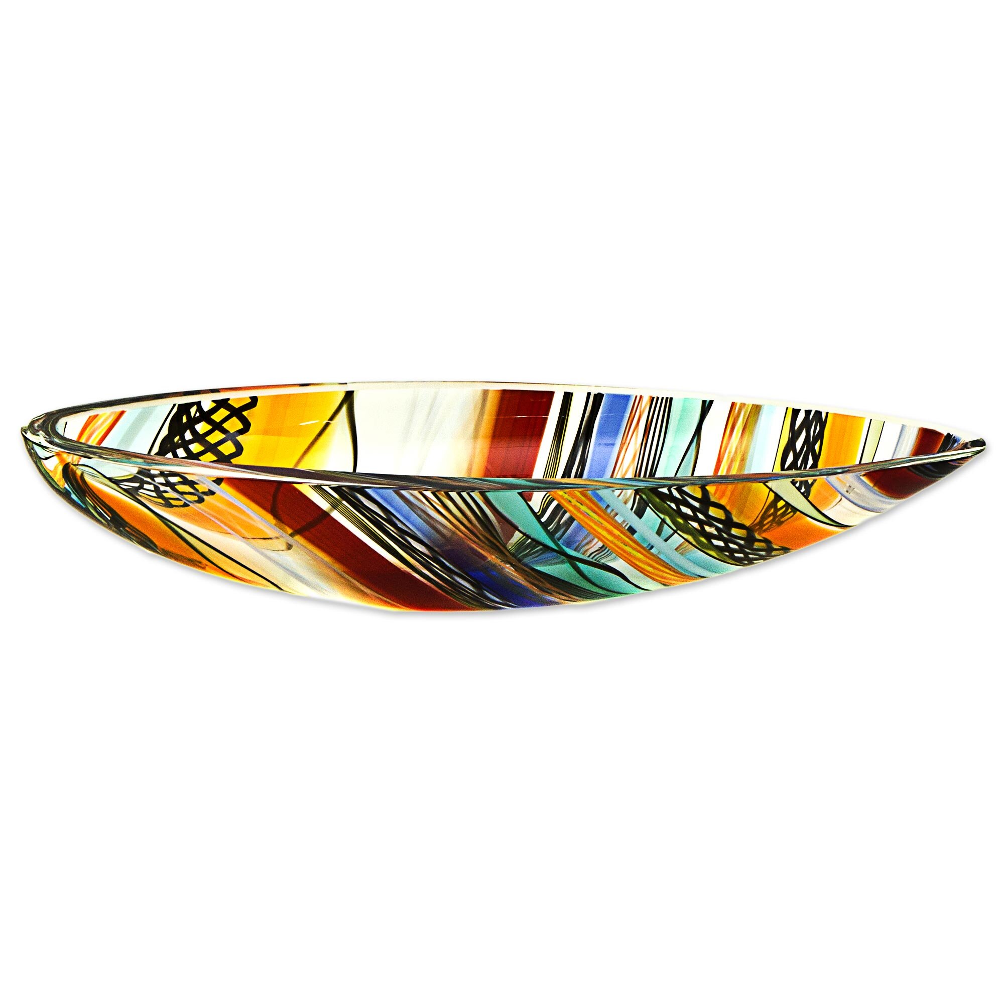 Murano Italian Art Glass Bowl Decorative Center Bowl For Sale